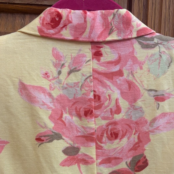Floral Yellow Women's Blazer Cottagecore grandmacore coastal grandma, size 12 - Picture 10 of 16
